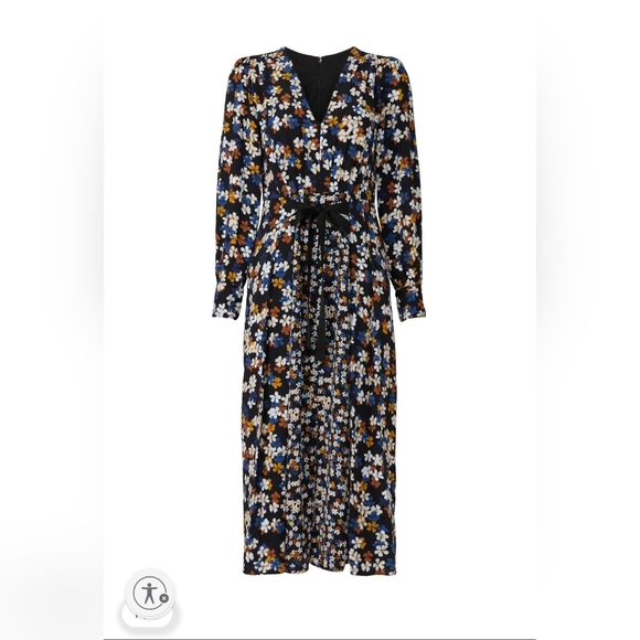Jason Wu Collective x RTR Floral Tie Waist Long Sleeve Midi A-line Dress Size 6 - Picture 5 of 15